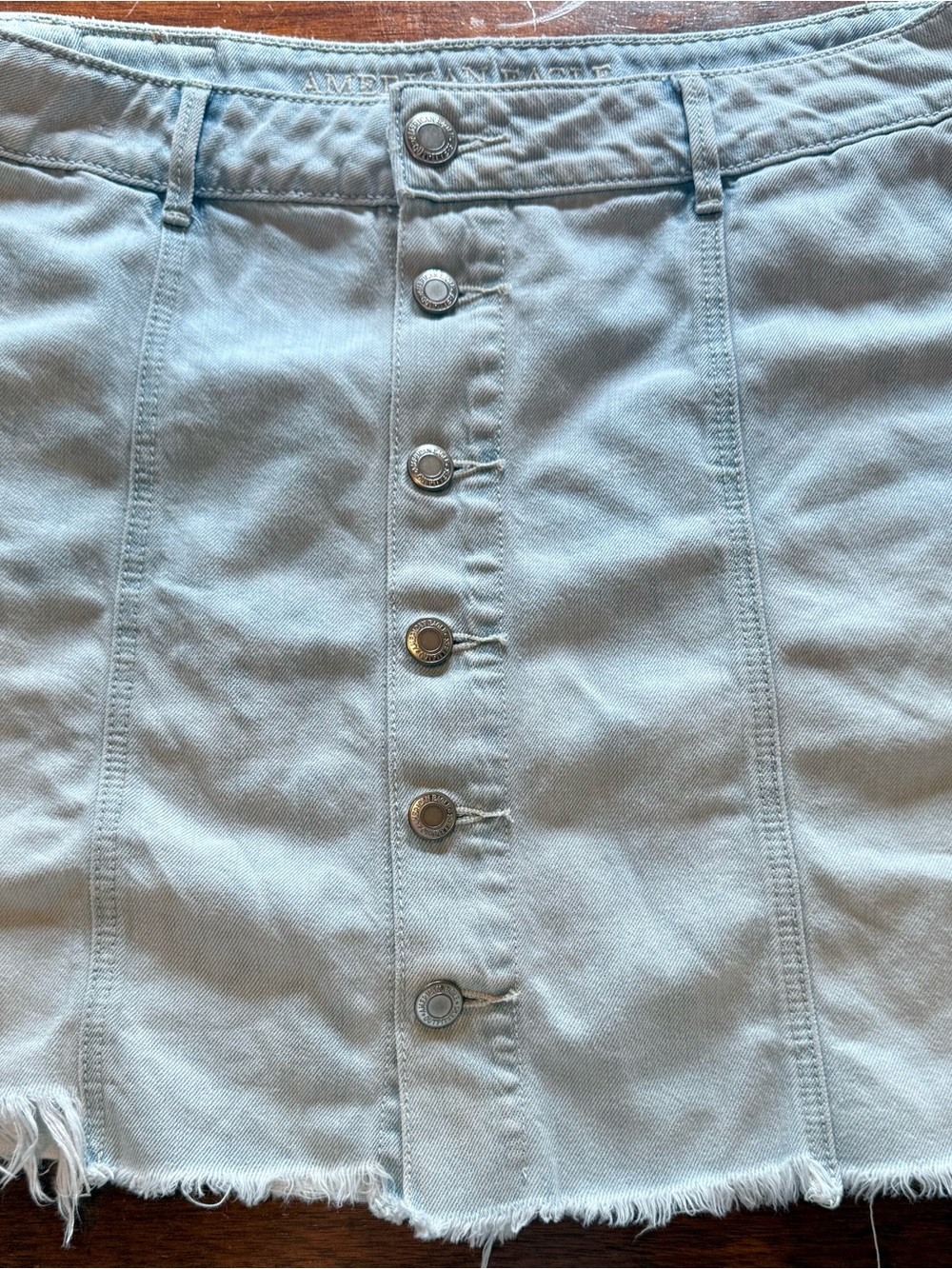 Light Blue Button-Front Denim Skirt by American Eagle